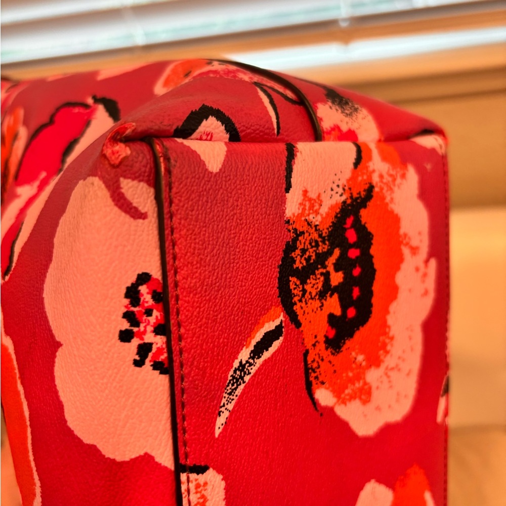 Coach Floral Red/Coral Tote Bag - Picture 12 of 16